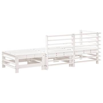 3 Piece Garden Lounge Set - White Solid Wood Pine | Hipomarket