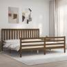 Bed Frame with Headboard Honey Brown 200x200 cm Solid Wood Colour honey brown Size 200 x 200 cm 