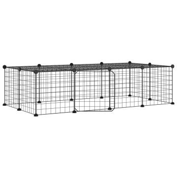 20-Panel Pet Cage with Door - Black 35x35 cm Steel | HipoMarket