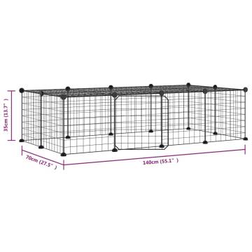 20-Panel Pet Cage with Door - Black 35x35 cm Steel | HipoMarket