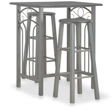 3 Piece Bar Set - Wood & Steel Anthracite | HipoMarket UK