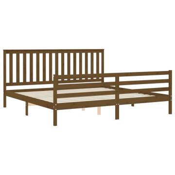 Honey Brown Bed Frame with Headboard - 200x200 cm Solid Wood