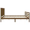 Honey Brown Bed Frame with Headboard - 200x200 cm Solid Wood