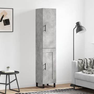 Stylish Highboard Concrete Grey - 34.5x34x180 cm