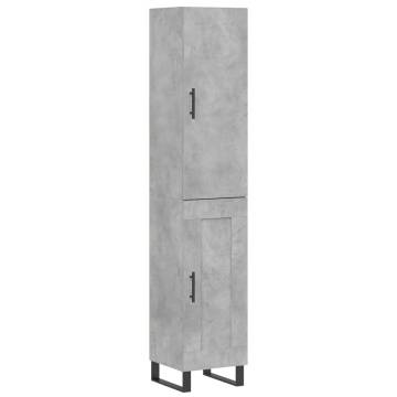 Stylish Highboard Concrete Grey - 34.5x34x180 cm