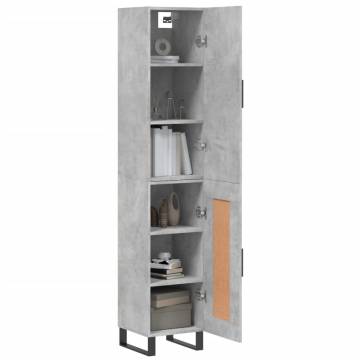 Stylish Highboard Concrete Grey - 34.5x34x180 cm