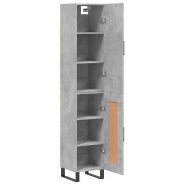 Stylish Highboard Concrete Grey - 34.5x34x180 cm