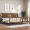 Bed Frame with Headboard Honey Brown 200x200 cm Solid Wood Colour honey brown Size 200 x 200 cm 