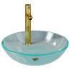 Stylish Clear Tempered Glass Bathroom Sink with Tap & Drain