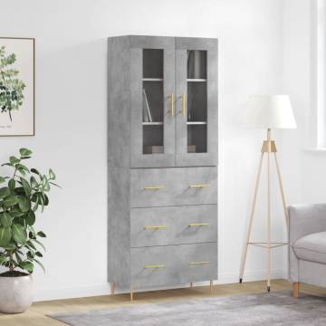 Concrete Grey Highboard 69.5x34x180 cm - Stylish Storage Solution