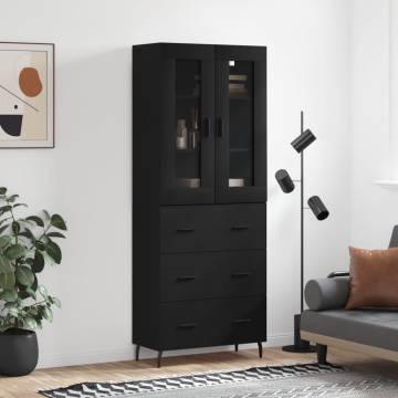 Highboard Black 69.5x34x180 cm | Stylish Engineered Wood Storage