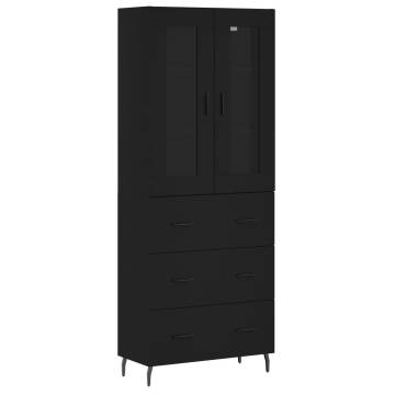 Highboard Black 69.5x34x180 cm | Stylish Engineered Wood Storage