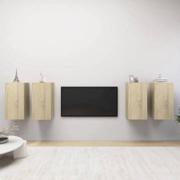 Stylish Sonoma Oak TV Cabinets Set - 4 pcs | Hipo Market