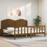 Honey Brown Bed Frame with Headboard - 200x200 cm Solid Wood