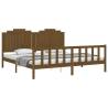 Honey Brown Bed Frame with Headboard - 200x200 cm Solid Wood