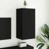 TV Wall Cabinet with LED Lights - Black 40.5x35x80 cm