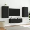 TV Wall Cabinet with LED Lights - Black 40.5x35x80 cm