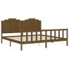 Honey Brown Bed Frame with Headboard - 200x200 cm Solid Wood