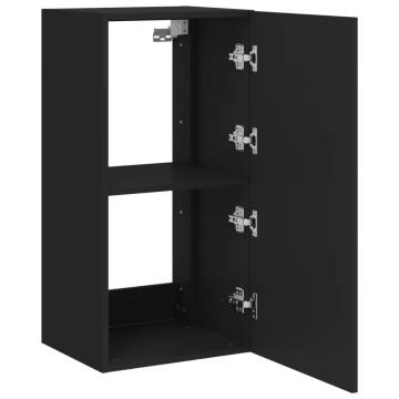 TV Wall Cabinet with LED Lights - Black 40.5x35x80 cm