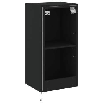 TV Wall Cabinet with LED Lights - Black 40.5x35x80 cm