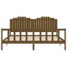 Honey Brown Bed Frame with Headboard - 200x200 cm Solid Wood