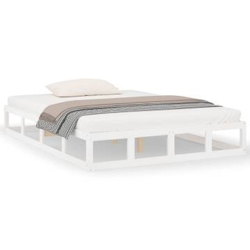 White Solid Wood Bed Frame 160x200 cm - Modern Design