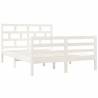 Stylish White Double Bed Frame | Solid Wood 135x190 cm