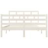 Stylish White Double Bed Frame | Solid Wood 135x190 cm