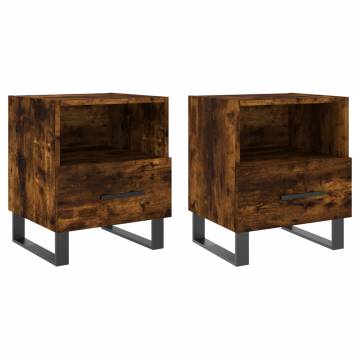 Modern Smoked Oak Bedside Cabinets - 2 pcs | Hipomarket