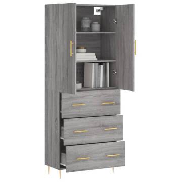 Stylish Highboard Grey Sonoma - 69.5x34x180 cm | HipoMarket