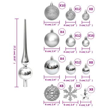 111 Piece Silver Christmas Bauble Set - Shatterproof Decor