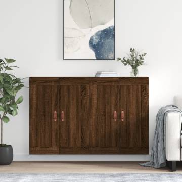 Elegant Wall Mounted Cabinets - Brown Oak (Set of 2) | HipoMarket