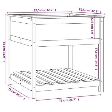 Planter with Shelf Grey - Solid Pine Wood - 82.5x82.5x81 cm