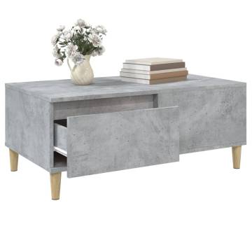 Elegant Concrete Grey Coffee Table - 90x50x36.5 cm