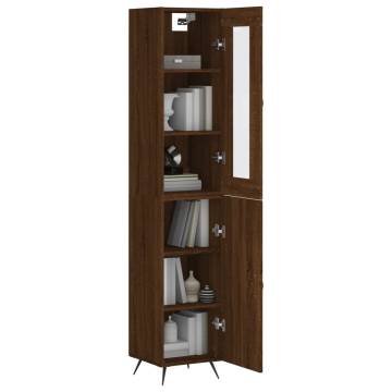 Stylish Highboard Brown Oak - 34.5x34x180 cm | HipoMarket