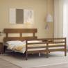 Bed Frame with Headboard Honey Brown King Size Solid Wood Colour honey brown Size 150 x 200 cm Model low 