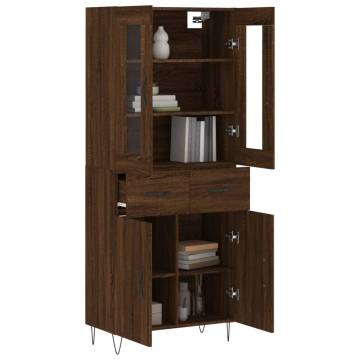 Stylish Highboard Brown Oak 69.5x34x180 cm - Hipomarket