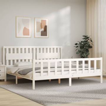 Stylish Bed Frame with Headboard - White 200x200 cm