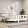 Bed Frame with Headboard White 200x200 cm Solid Wood Colour white Size 200 x 200 cm 