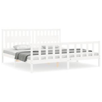 Stylish Bed Frame with Headboard - White 200x200 cm