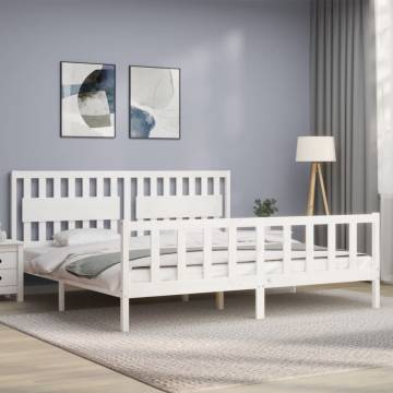 Stylish Bed Frame with Headboard - White 200x200 cm