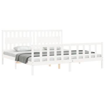 Stylish Bed Frame with Headboard - White 200x200 cm