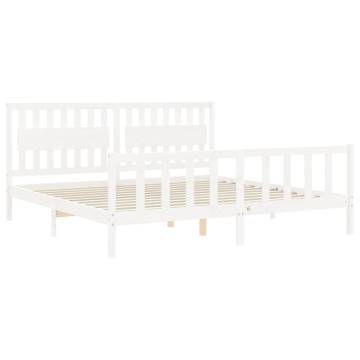 Stylish Bed Frame with Headboard - White 200x200 cm