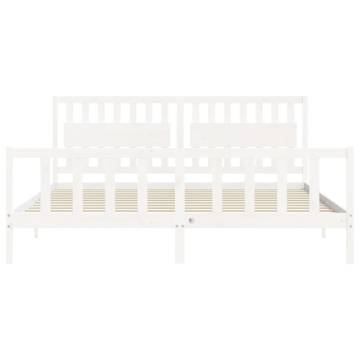 Stylish Bed Frame with Headboard - White 200x200 cm