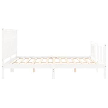 Stylish Bed Frame with Headboard - White 200x200 cm