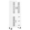 Stylish Highboard High Gloss White - 69.5x34x180 cm