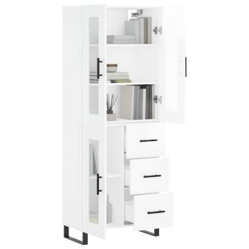 Stylish Highboard High Gloss White - 69.5x34x180 cm