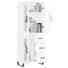 Stylish Highboard High Gloss White - 69.5x34x180 cm