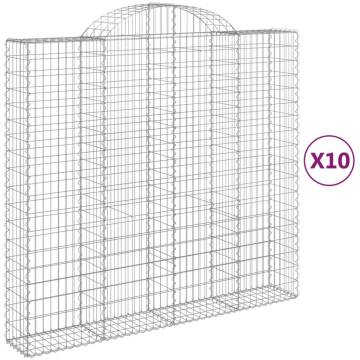 Arched Gabion Baskets - 10 pcs Galvanised Iron | HipoMarket