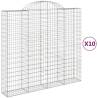 Arched Gabion Baskets - 10 pcs Galvanised Iron | HipoMarket